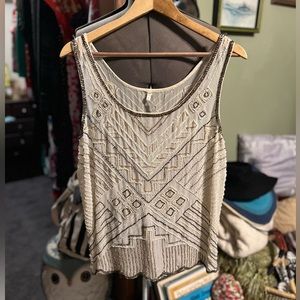 Willow and clay beaded women’s tank blouse. Art deco glass beading. Beautiful